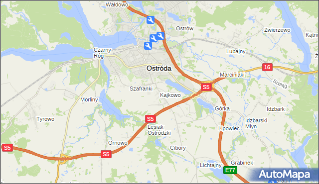 mapa Kajkowo, Kajkowo na mapie Targeo