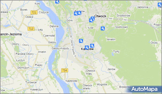 mapa Karczew powiat otwocki, Karczew powiat otwocki na mapie Targeo
