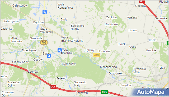 mapa Kębliny, Kębliny na mapie Targeo