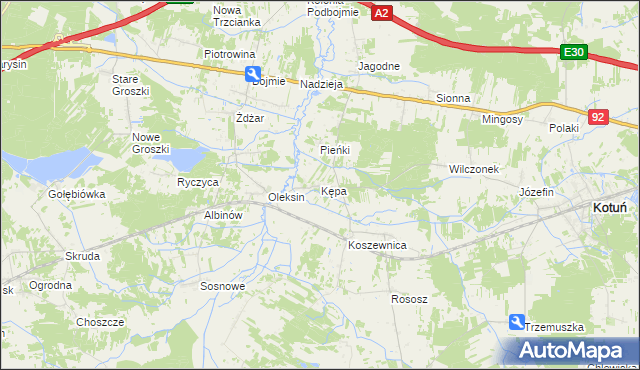 mapa Kępa gmina Kotuń, Kępa gmina Kotuń na mapie Targeo