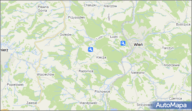 mapa Klecza, Klecza na mapie Targeo