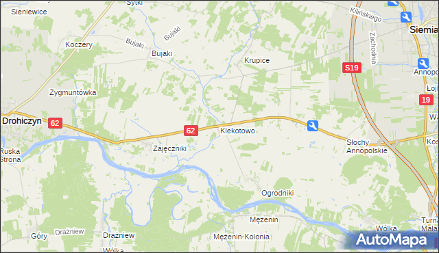 mapa Klekotowo gmina Siemiatycze, Klekotowo gmina Siemiatycze na mapie Targeo