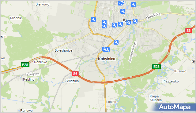 mapa Kobylnica powiat słupski, Kobylnica powiat słupski na mapie Targeo