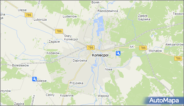 mapa Koniecpol, Koniecpol na mapie Targeo