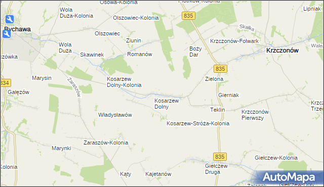 mapa Kosarzew Górny, Kosarzew Górny na mapie Targeo