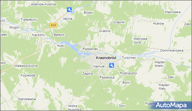 mapa Krasnobród, Krasnobród na mapie Targeo