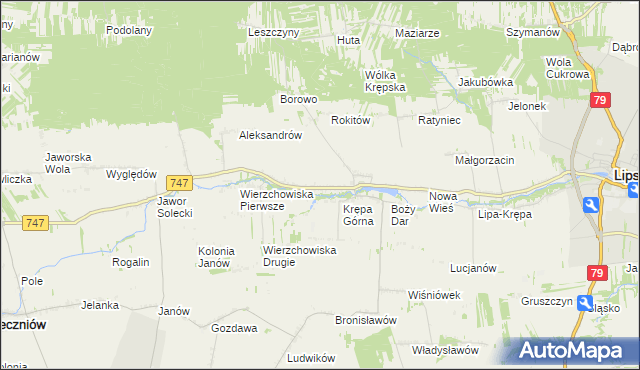 mapa Krępa Kościelna, Krępa Kościelna na mapie Targeo