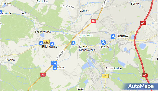 mapa Kuźnia Nieborowska, Kuźnia Nieborowska na mapie Targeo