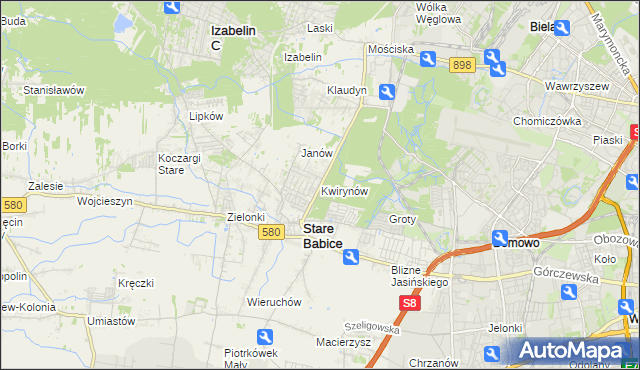 mapa Kwirynów gmina Stare Babice, Kwirynów gmina Stare Babice na mapie Targeo