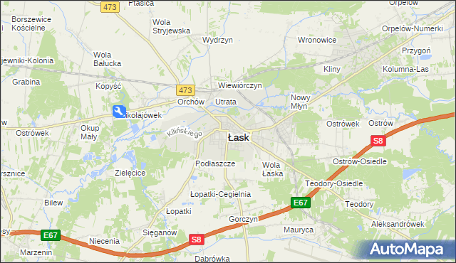 mapa Łask, Łask na mapie Targeo