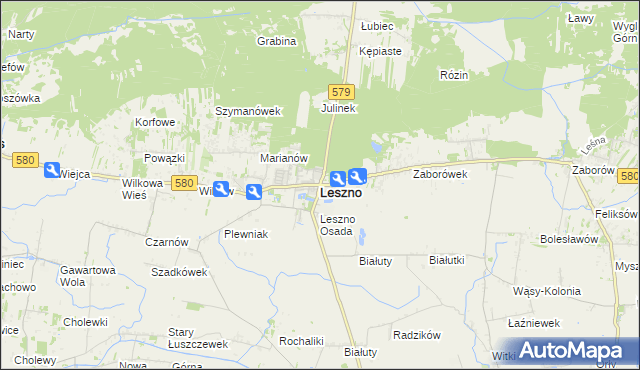 mapa Leszno powiat warszawski zachodni, Leszno powiat warszawski zachodni na mapie Targeo