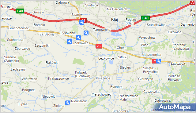 mapa Łężkowice, Łężkowice na mapie Targeo