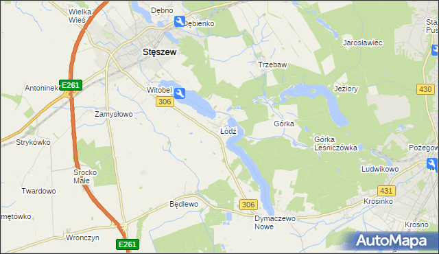 mapa Łódź gmina Stęszew, Łódź gmina Stęszew na mapie Targeo