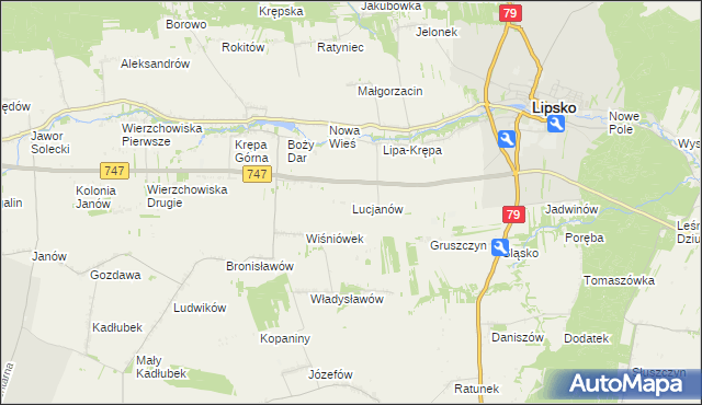 mapa Lucjanów gmina Lipsko, Lucjanów gmina Lipsko na mapie Targeo