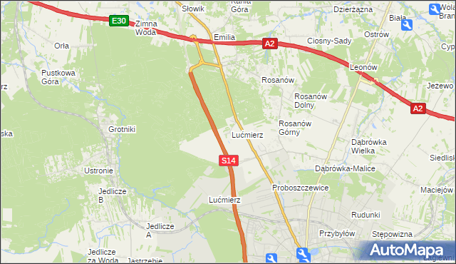 mapa Lućmierz-Ośrodek, Lućmierz-Ośrodek na mapie Targeo