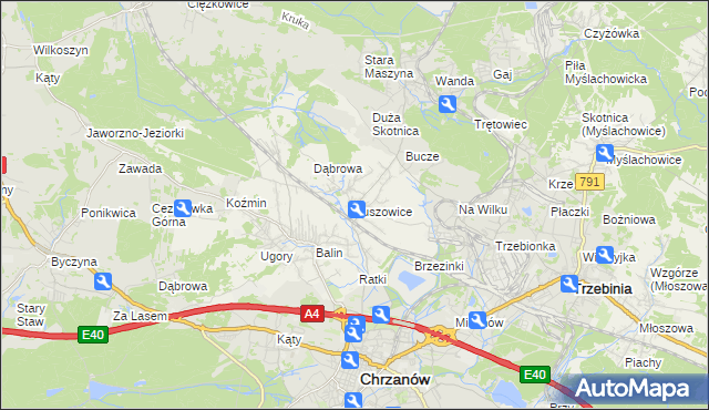mapa Luszowice gmina Chrzanów, Luszowice gmina Chrzanów na mapie Targeo
