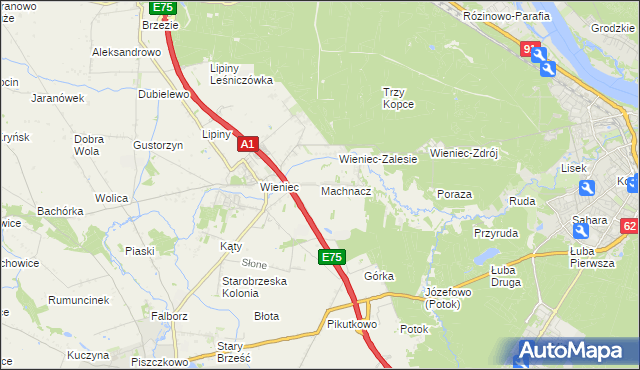 mapa Machnacz gmina Brześć Kujawski, Machnacz gmina Brześć Kujawski na mapie Targeo