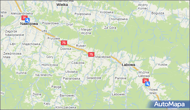 mapa Maciejowa, Maciejowa na mapie Targeo