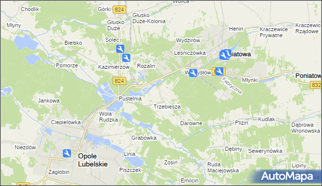 mapa Majdan Trzebieski, Majdan Trzebieski na mapie Targeo