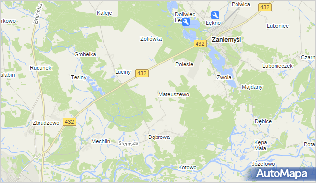 mapa Mateuszewo, Mateuszewo na mapie Targeo