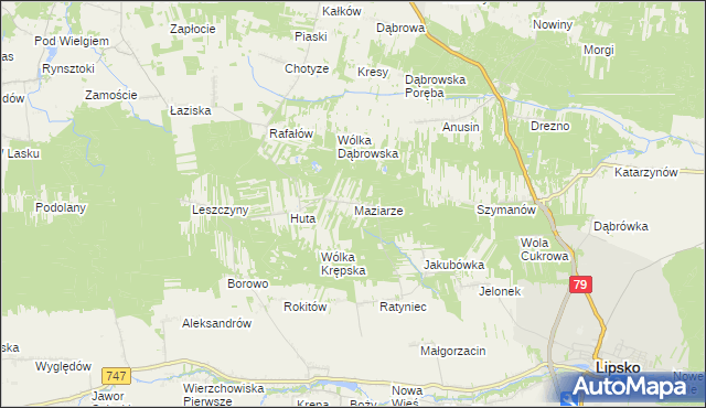 mapa Maziarze, Maziarze na mapie Targeo