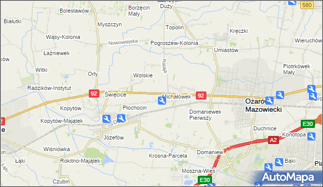 mapa Michałówek gmina Ożarów Mazowiecki, Michałówek gmina Ożarów Mazowiecki na mapie Targeo