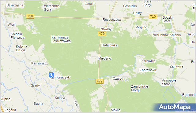 mapa Miedźno gmina Warta, Miedźno gmina Warta na mapie Targeo