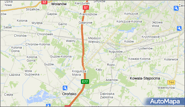 mapa Młodocin Mniejszy, Młodocin Mniejszy na mapie Targeo