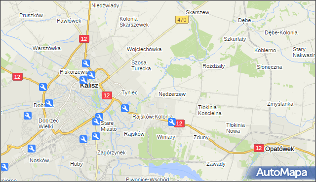 mapa Nędzerzew gmina Opatówek, Nędzerzew gmina Opatówek na mapie Targeo