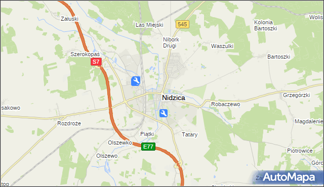 mapa Nidzica, Nidzica na mapie Targeo