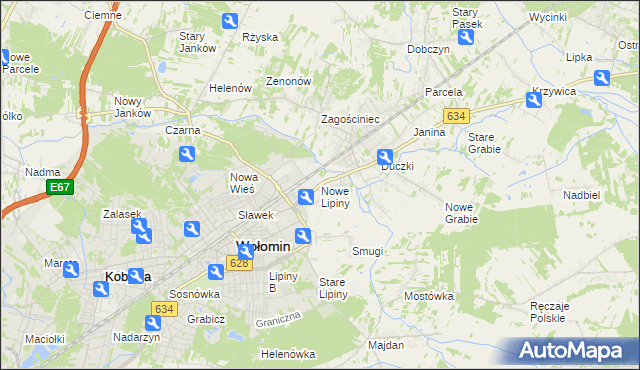 mapa Nowe Lipiny, Nowe Lipiny na mapie Targeo