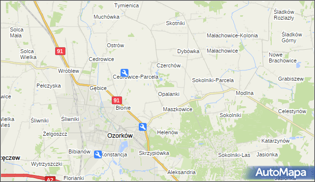 mapa Opalanki gmina Ozorków, Opalanki gmina Ozorków na mapie Targeo
