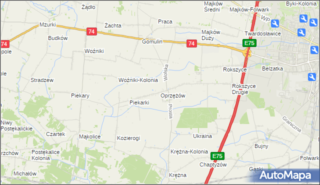 mapa Oprzężów, Oprzężów na mapie Targeo