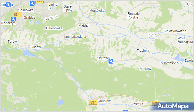 mapa Ostrowik gmina Poświętne, Ostrowik gmina Poświętne na mapie Targeo