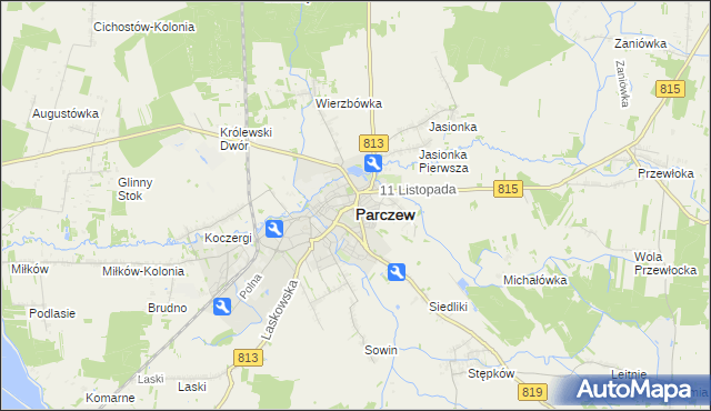 mapa Parczew, Parczew na mapie Targeo