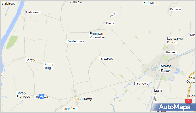 mapa Parszewo, Parszewo na mapie Targeo