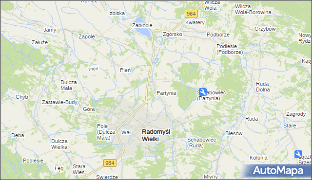 mapa Partynia, Partynia na mapie Targeo