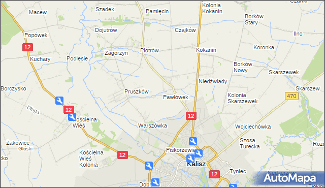 mapa Pawłówek gmina Blizanów, Pawłówek gmina Blizanów na mapie Targeo