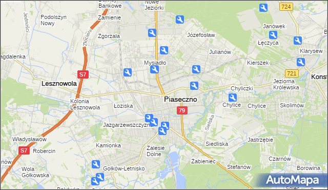 mapa Piaseczno, Piaseczno na mapie Targeo