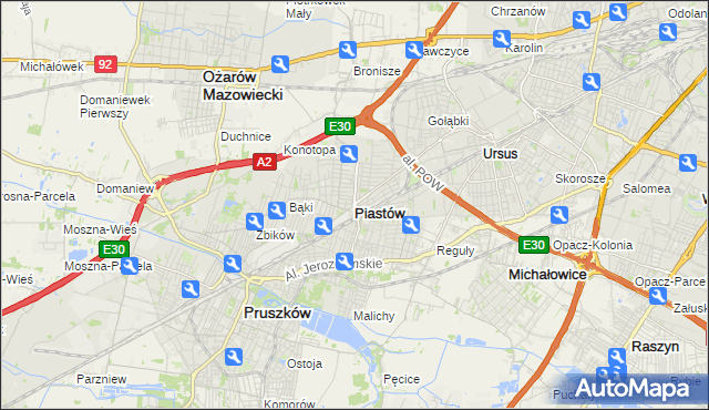 mapa Piastów powiat pruszkowski, Piastów powiat pruszkowski na mapie Targeo