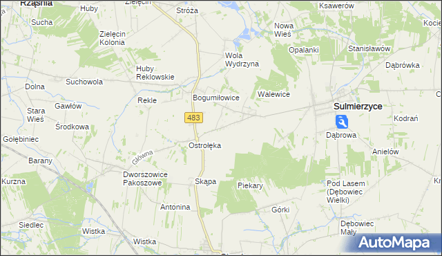 mapa Piekary gmina Sulmierzyce, Piekary gmina Sulmierzyce na mapie Targeo