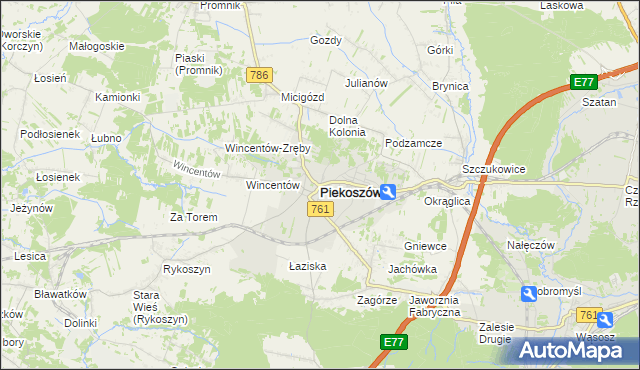 mapa Piekoszów, Piekoszów na mapie Targeo