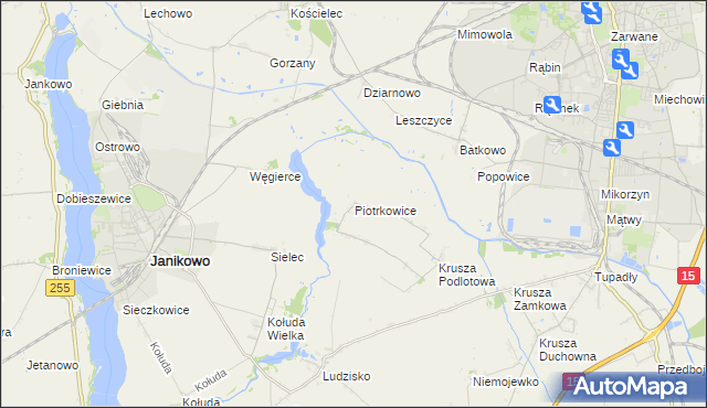 mapa Piotrkowice gmina Inowrocław, Piotrkowice gmina Inowrocław na mapie Targeo