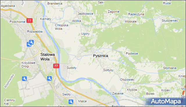 mapa Pysznica, Pysznica na mapie Targeo