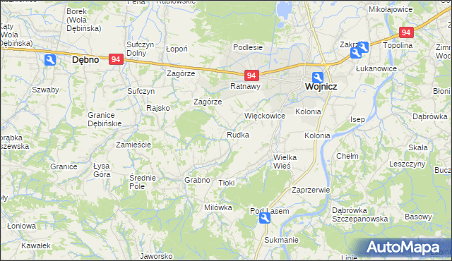 mapa Rudka gmina Wojnicz, Rudka gmina Wojnicz na mapie Targeo