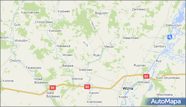 mapa Rutki gmina Wizna, Rutki gmina Wizna na mapie Targeo