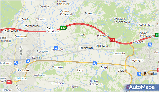 mapa Rzezawa, Rzezawa na mapie Targeo