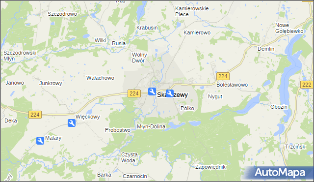 mapa Skarszewy powiat starogardzki, Skarszewy powiat starogardzki na mapie Targeo