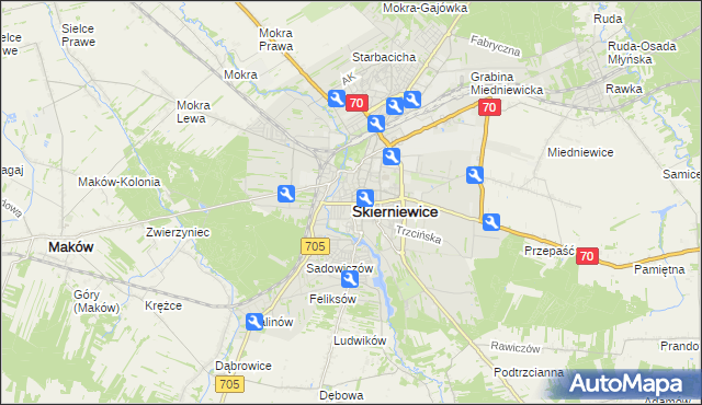 mapa Skierniewic, Skierniewice na mapie Targeo