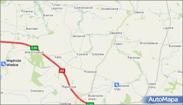 mapa Sobolew gmina Wądroże Wielkie, Sobolew gmina Wądroże Wielkie na mapie Targeo